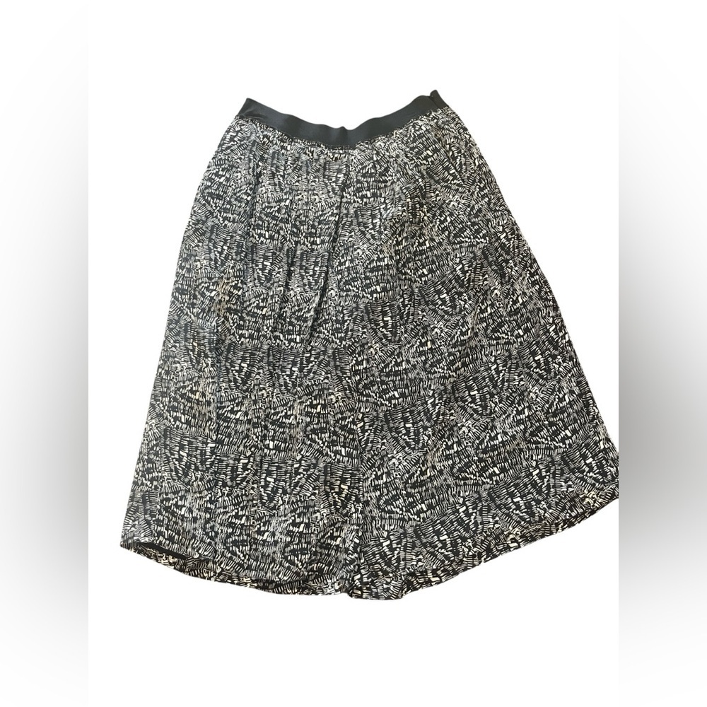 Rebecca Taylor 100% Silk Geometric Print Cropped Wide Leg Pants Culottes Sz 10